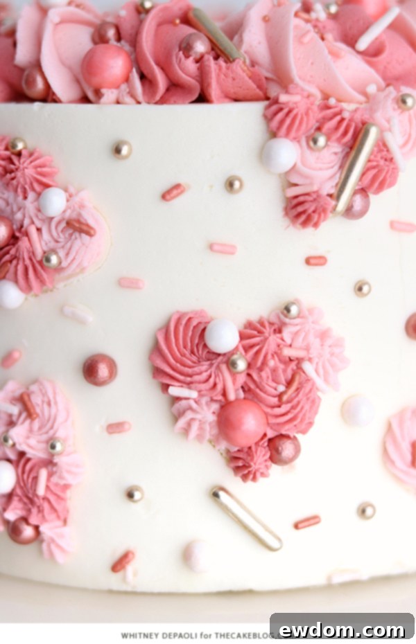 Piped Hearts Valentine's Cake | by Whitney DePaoli for TheCakeBlog.com