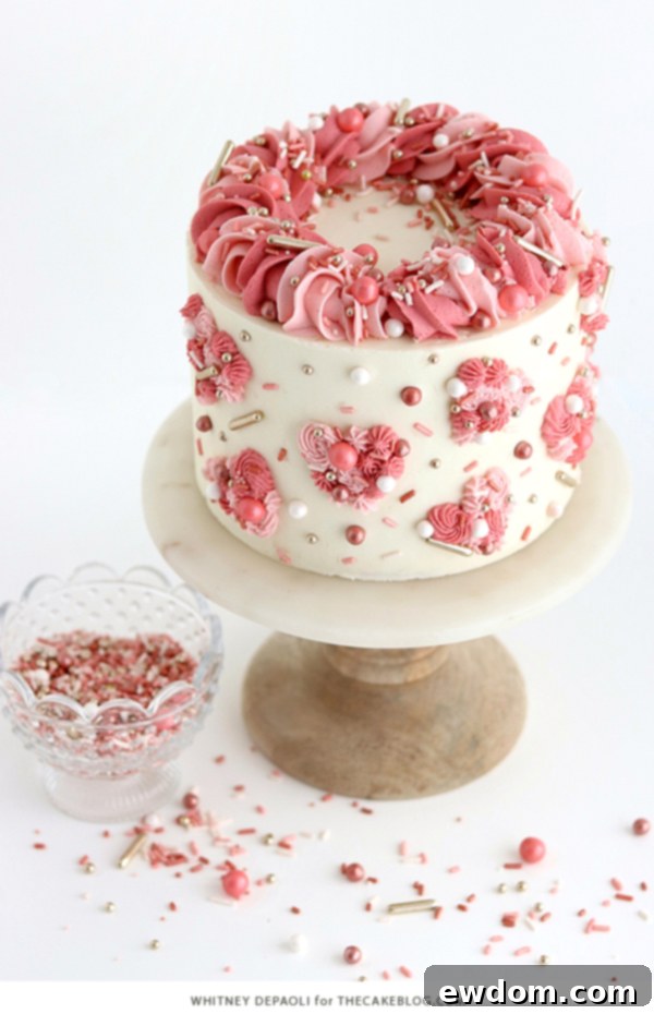 Piped Hearts Valentine's Cake | by Whitney DePaoli for TheCakeBlog.com