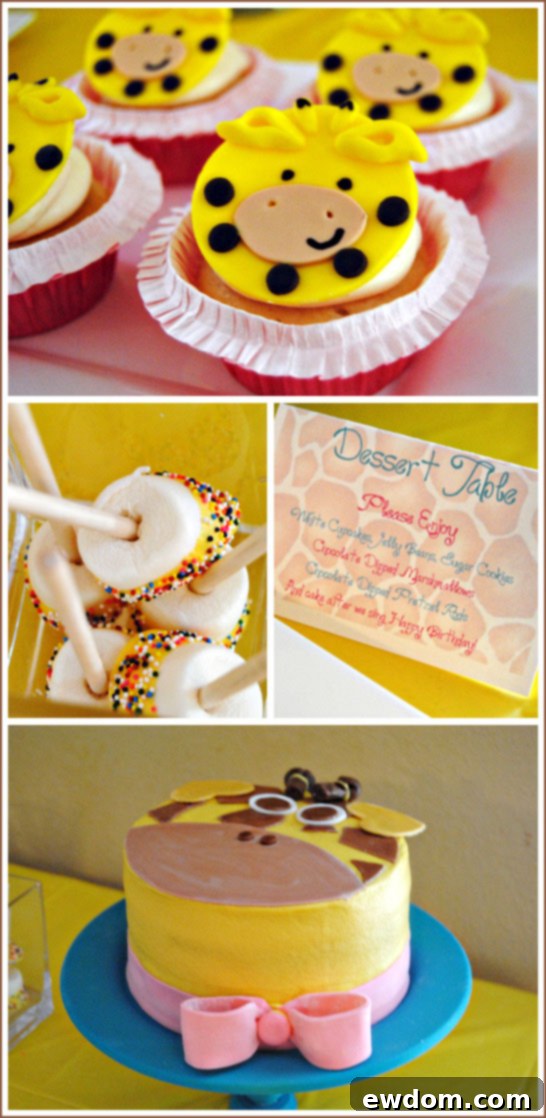 Giraffe Dessert Table: Close-up of Treats Exquisite Giraffe Dessert Table Arrangement