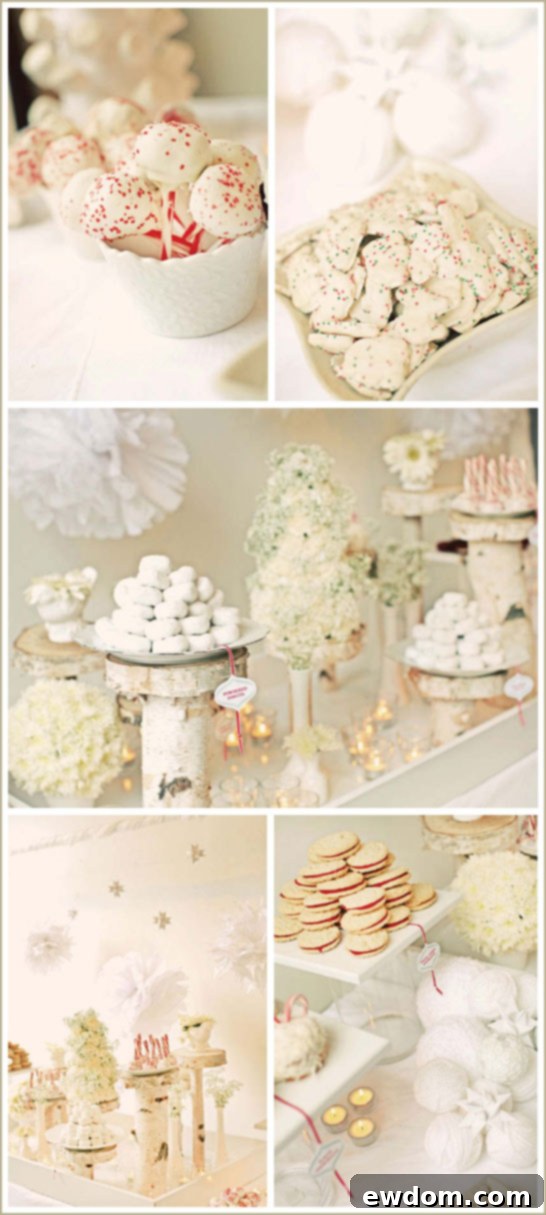 Exquisite White Winter Wonderland Dessert Table Details by Alchemy Fine Events
