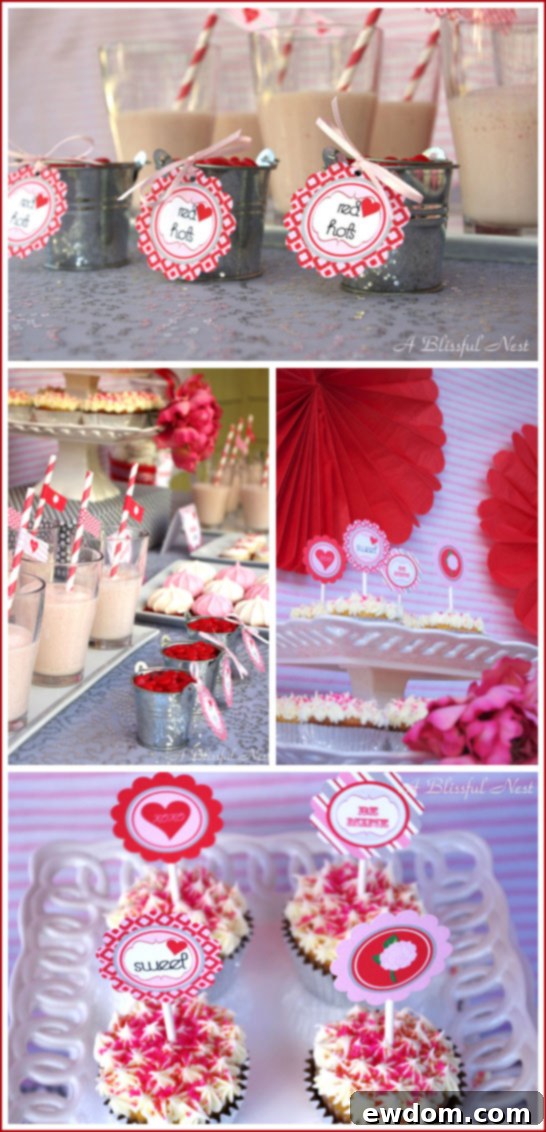 Valentines Dessert Table Valentines Dessert Table - Close-up of modern Valentine's Day party table with sparkling grey fabric