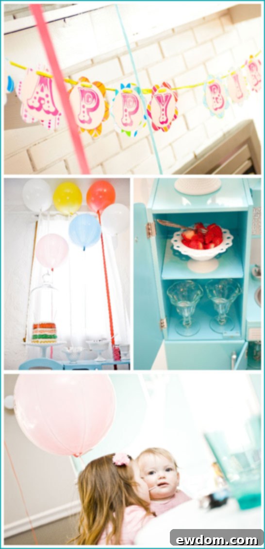 Baby Reese's First Birthday Cake and Balloons