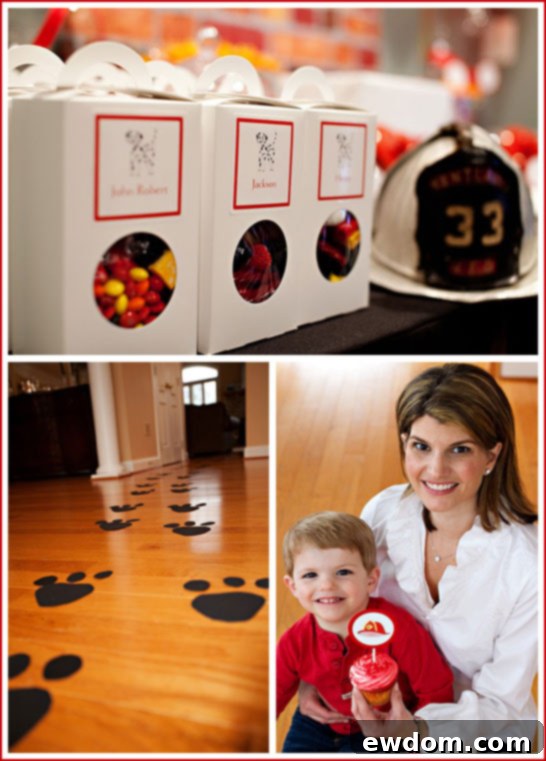 Elegant Fireman's Hat and Fire Truck Illustrated Party Decor