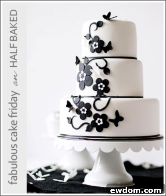 Exquisite Black & White Floral Cake by Call Me Cupcake Modern Black & White Floral Cake Design by Call Me Cupcake