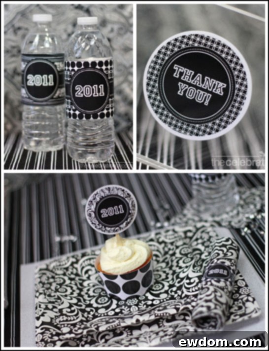 Sophisticated Black & White Graduation Party Desserts