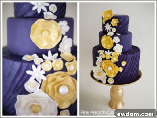 Purple & Yellow Wedding Cake
