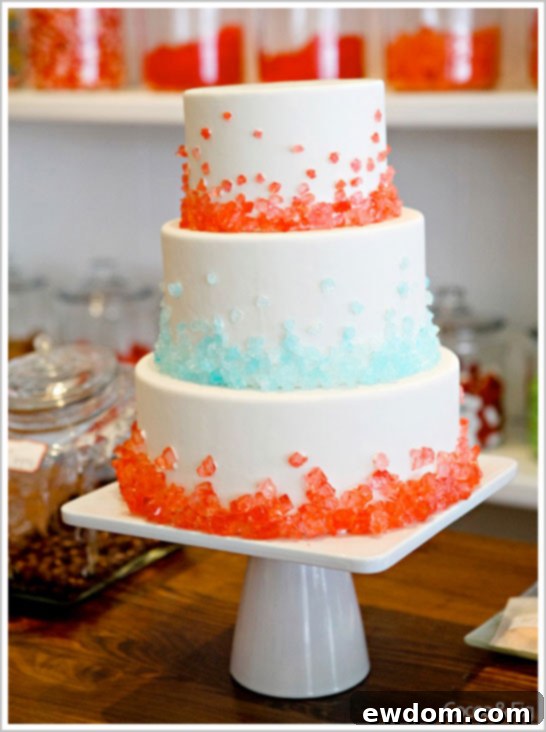Elegant Cake adorned with Crushed Rock Candy by Cocoa & Fig