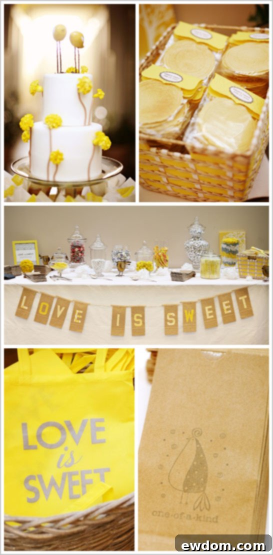 Grey & Yellow Wedding Dessert Table