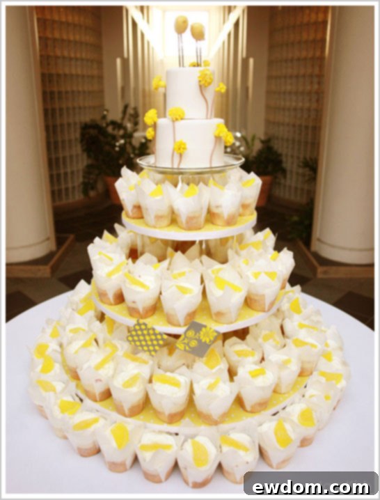 Grey & Yellow Wedding Cupcake Display
