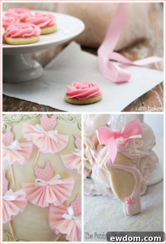Assorted Ballerina Themed Cookies and Cupcakes - Tutus, Ballet Slippers, and Roses