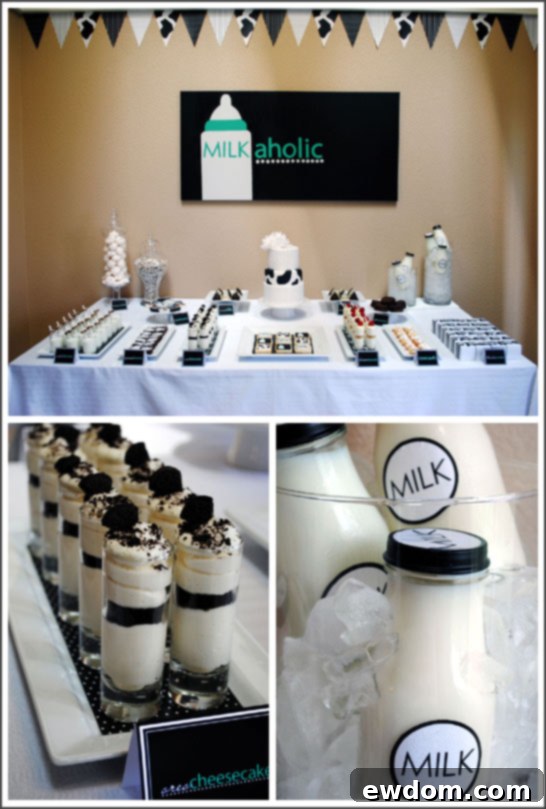 Milkaholic Sip & See Baby Shower - Milk Bottles and Flowers