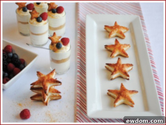 Patriotic Star Puffs for the 4th of July, perfect for cheesecake shots and other desserts
