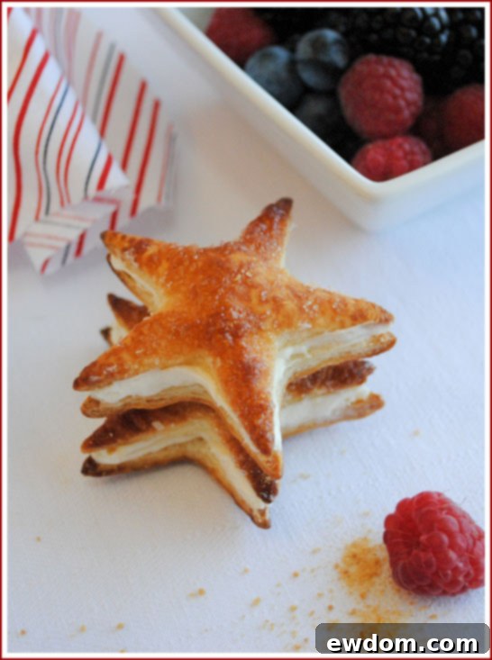 Close-up of golden Patriotic Star Puffs, showcasing their flaky texture and caramelized sugar topping
