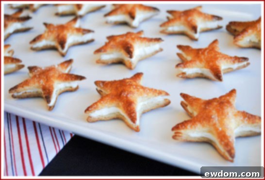 Assortment of freshly baked Patriotic Puff Pastry Stars ready to be used as festive dessert toppers