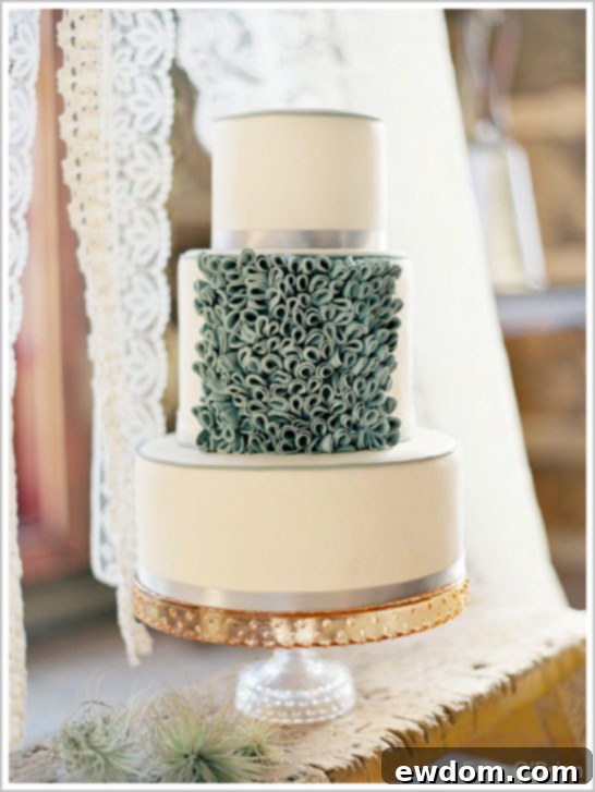 Vintage Ruffles & Lace Cake by Erica O'Brien - Modern Romantic Wedding Cake Design by Erica O'Brien