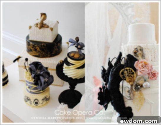 Assortment of uniquely designed and vibrant cakes from Cake Opera Co., showcasing artistic craftsmanship