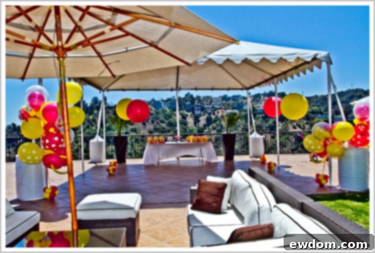 Guests enjoying the My Lil Sunshine 1st Birthday Party in Hollywood Hills