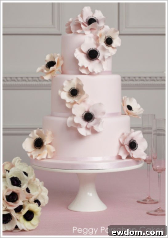 Stunning Pink Anemone Wedding Cake by Peggy Porschen Pink Anemone Wedding Cake by Peggy Porschen