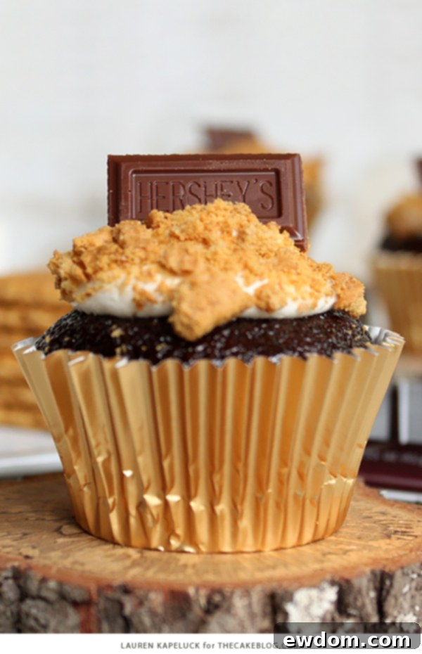 A tray of freshly baked S'mores Cupcakes ready for serving.