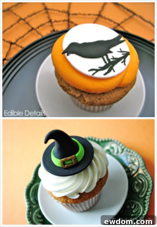 Halloween Cupcake Toppers by Edible Details featuring a sleek black raven