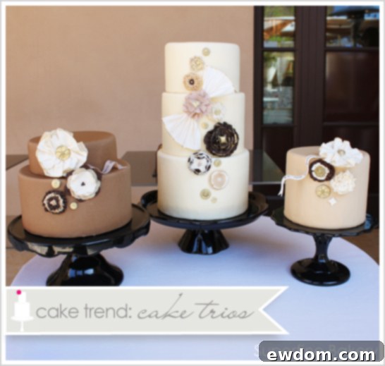 Mocha Cake Trio of Wedding Cakes