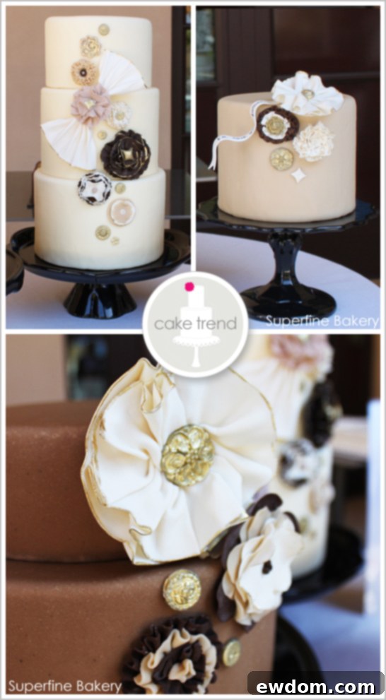 Mocha Cake Trio of Wedding Cakes