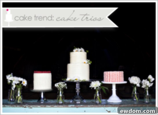 Heavenly Buttercream Cake Trio Display Rustic Textured Buttercream Cake Trio