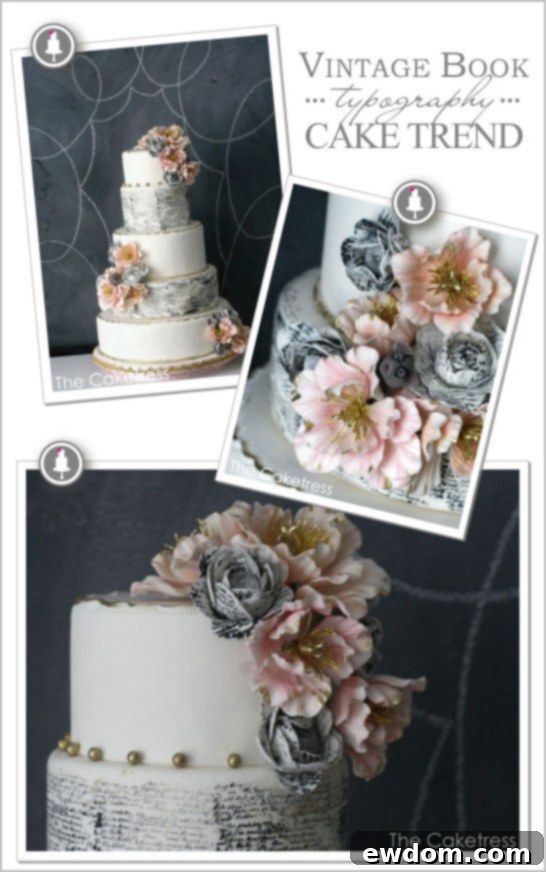 Vintage Book Typography Cake Trend Vintage Book Typography Wedding Cake by The Caketress