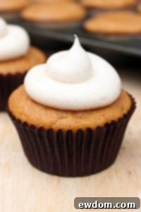 Spiced Pumpkin Delights 7 Perfectly piped pumpkin cupcake with rich cinnamon cream cheese frosting