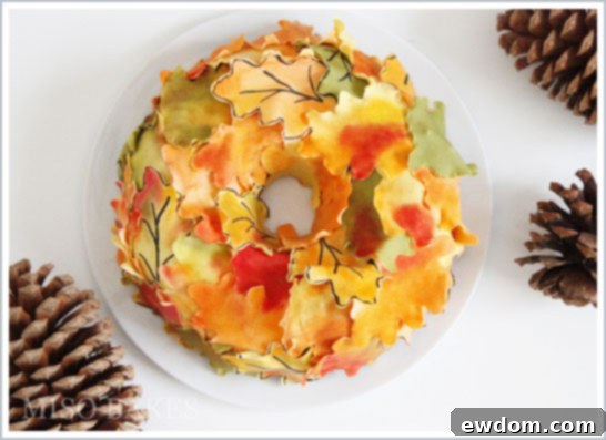 3D Autumn Leaves Wreath Cake Tutorial - Finished Cake