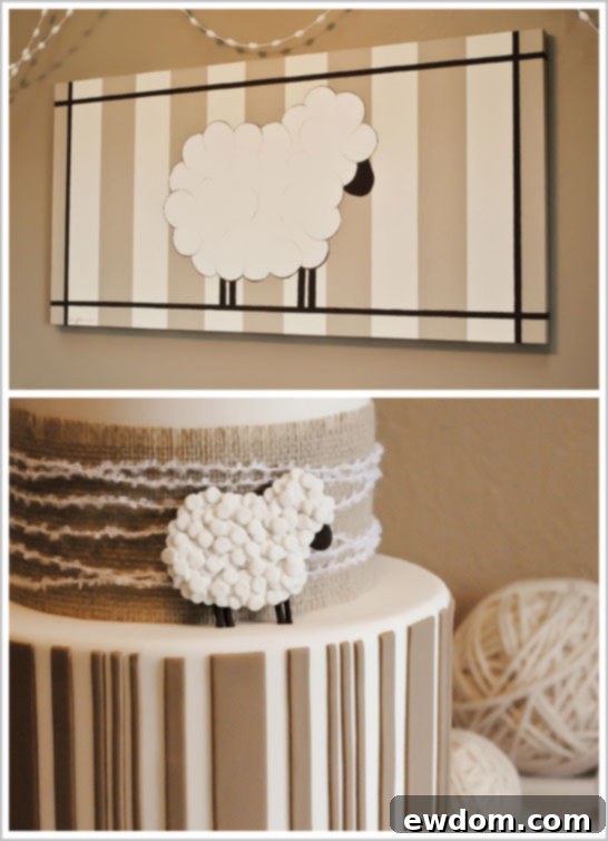 djDecor Lamb Canvas Art Custom Lamb Painting Dessert Table Backdrop