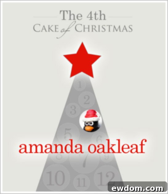 Christmas Cake Inspiration: Adorable Santa Penguin Cake by Amanda Oakleaf Cakes, showing the full character design with Santa hat