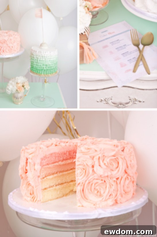Elegant Peach Ombre Layer Cake with Buttercream Rosettes by Jenna Rae Cakes
