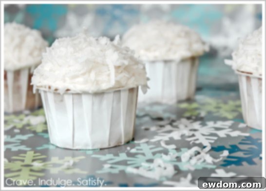 Fluffy Italian Cream Snowball Cupcake with Coconut Frosting